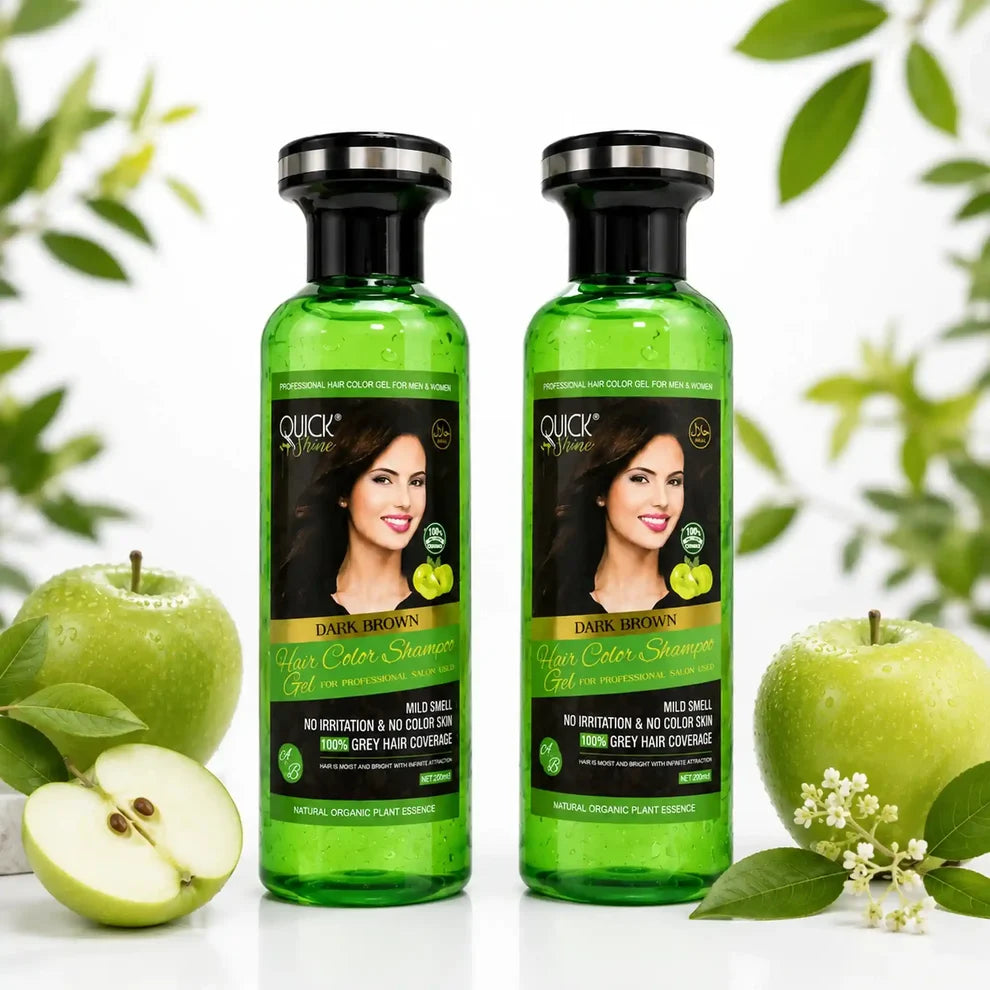 Quick Shine Dark Brown hair color bottles